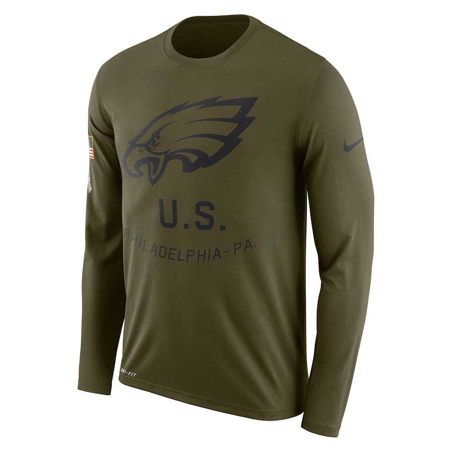 Men's Philadelphia Eagles Nike Salute to Service Sideline Legend Performance Long Sleeve T-Shirt Olive,We sell and wholesale Men's Philadelphia Eagles Nike Salute to Service Sideline Legend Performance Long Sleeve T-Shirt Olive on line form chian!